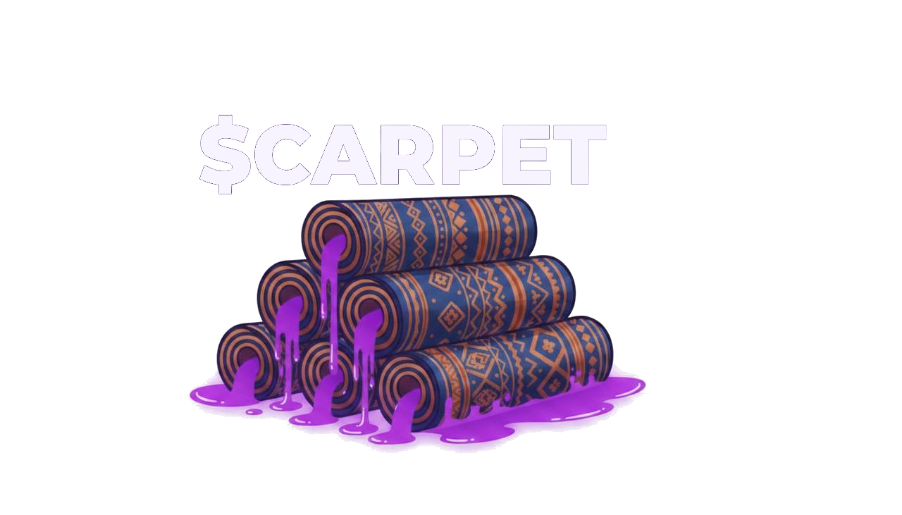 A stack of $CARPET rolls dripping purple